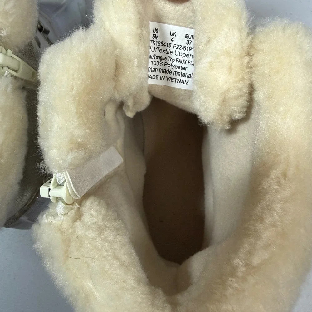 Sperry‎ Saltwater Duck Boots 5 Champagne Metallic Faux Fur Trim Side Zip